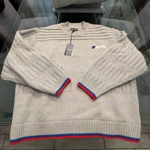 Kith Gray Crewneck Sweater with Red and Blue Trim